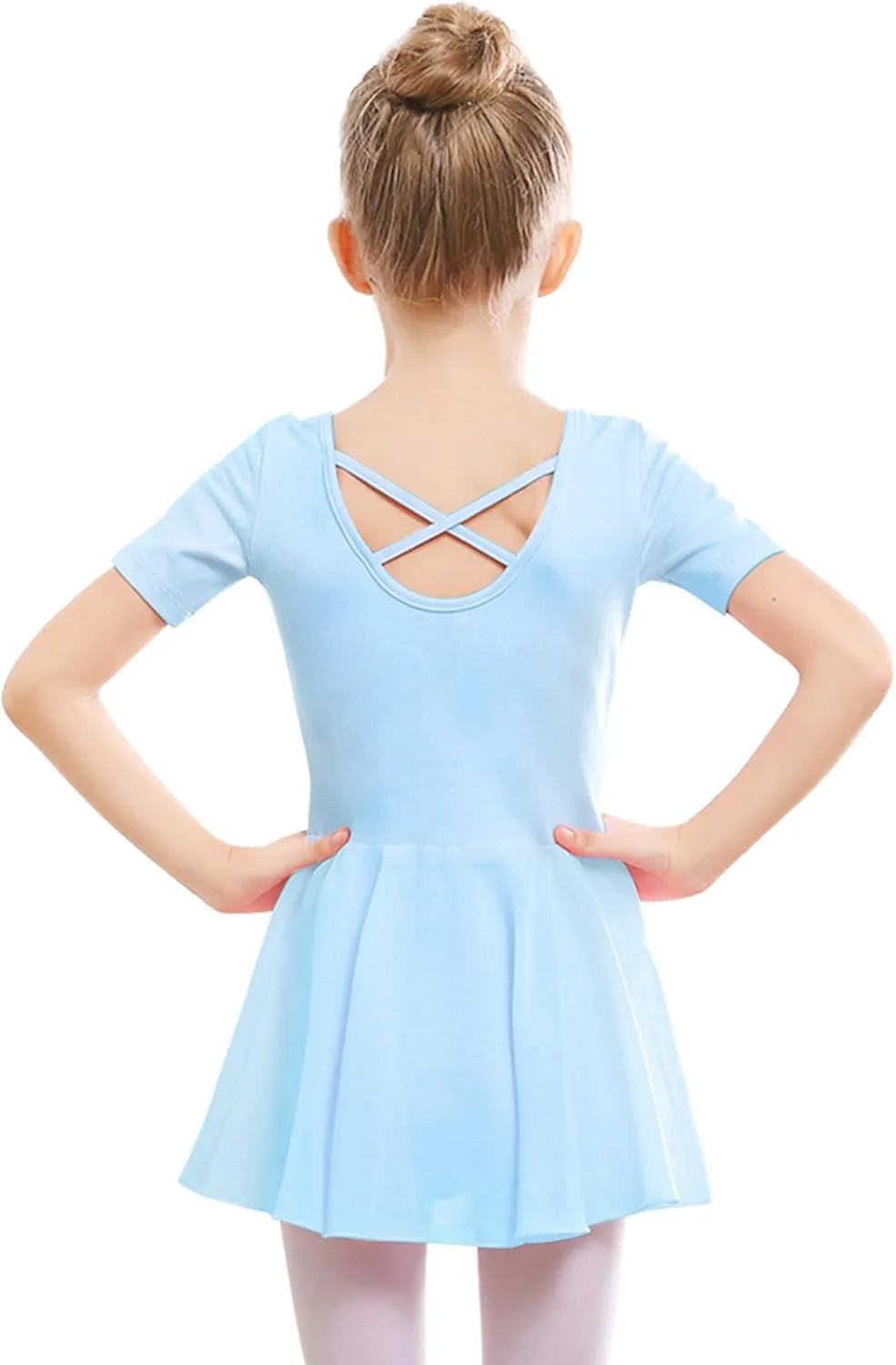 Stelle Ballet Leotards for Girls Dance Leotard with Skirt Toddler Ballet Outfit Criss-Cross Bow Back (Little/Big Kid)
