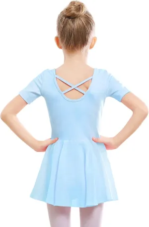 Stelle Ballet Leotards for Girls Dance Leotard with Skirt Toddler Ballet Outfit Criss-Cross Bow Back (Little/Big Kid)