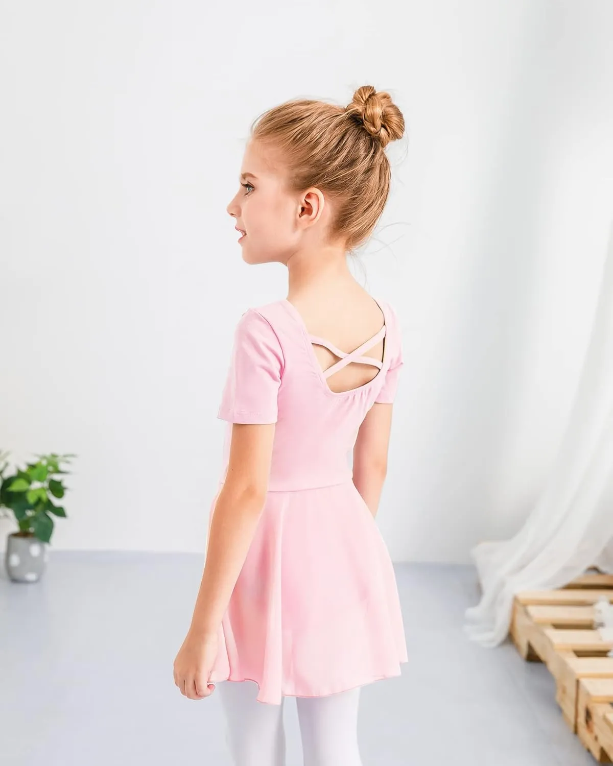 Stelle Ballet Leotards for Girls Dance Leotard with Skirt Toddler Ballet Outfit Criss-Cross Bow Back (Little/Big Kid)