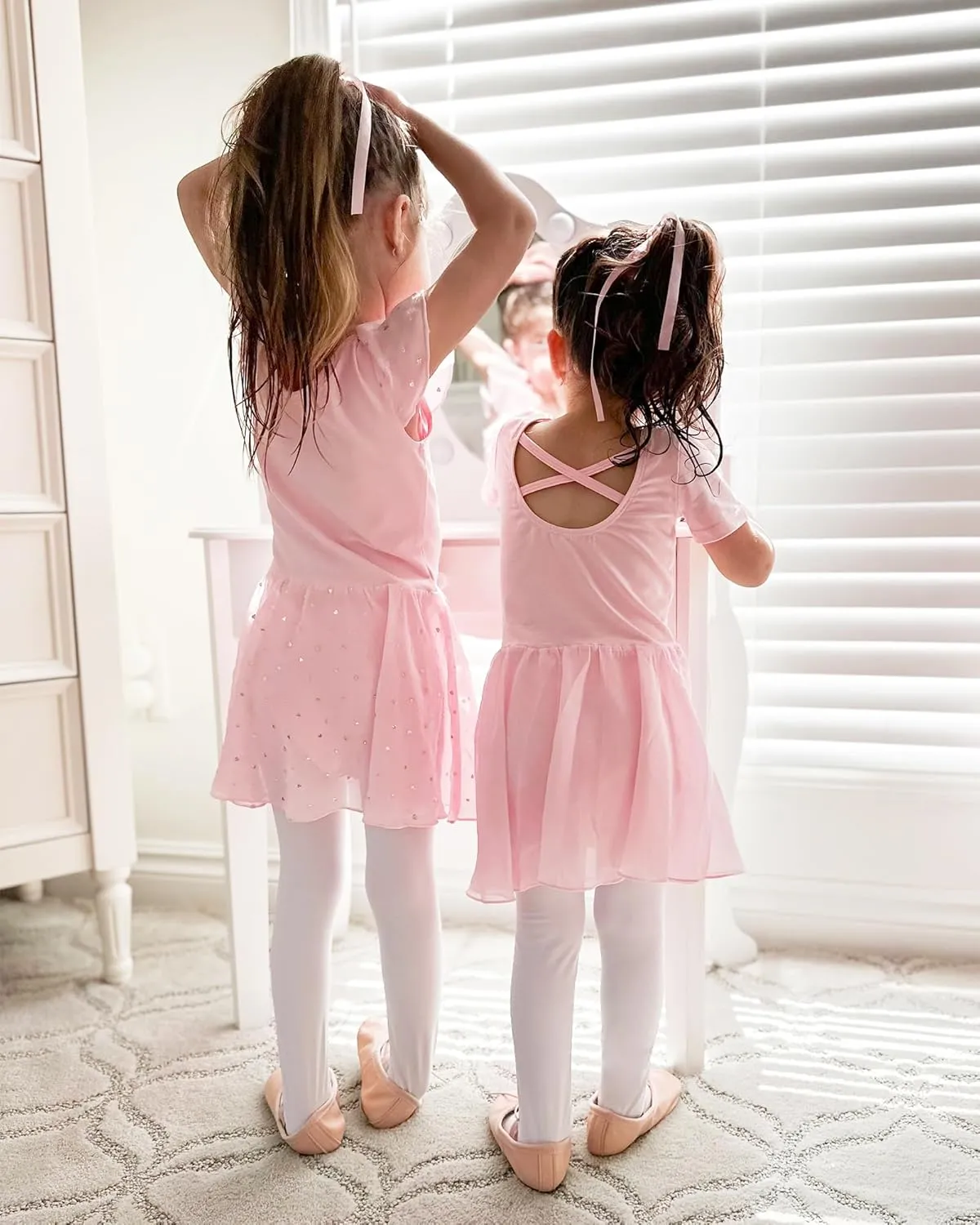Stelle Ballet Leotards for Girls Dance Leotard with Skirt Toddler Ballet Outfit Criss-Cross Bow Back (Little/Big Kid)