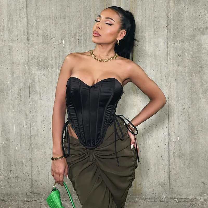 Strapless Fish Boned Crop Corset Top