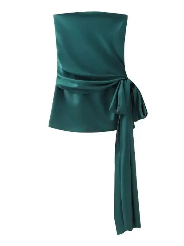 Stylish and slim-fitting bust-embellished short tube top dress