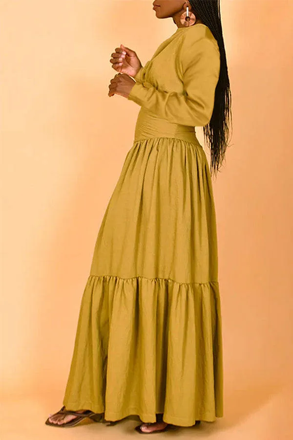Stylish Nipped Waist Ruffle Hem Dress