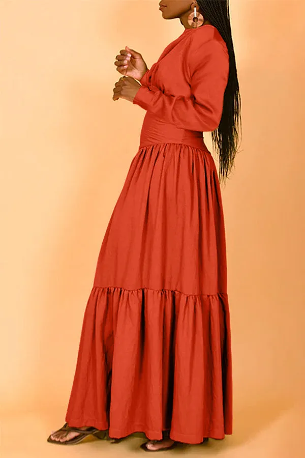 Stylish Nipped Waist Ruffle Hem Dress