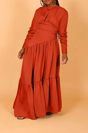 Stylish Nipped Waist Ruffle Hem Dress