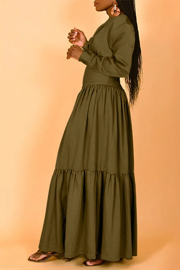 Stylish Nipped Waist Ruffle Hem Dress