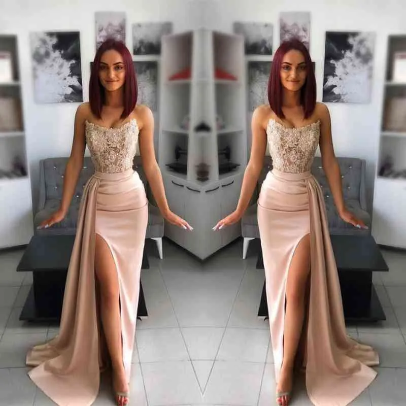 Stylish Pink Prom Dress with Applique Belt and Hollowed out Slit