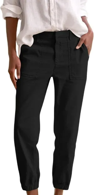 Trendy Jogger Pant for Women Elastic Waist Office Work Travel Party Trouser Daily Regular Slim Fit Cuffed Casual Pant