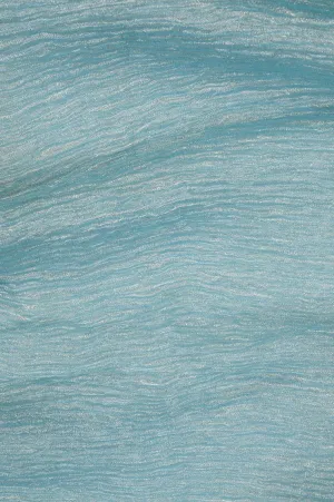 Turquoise Silver Metallic Crushed Organza Fabric