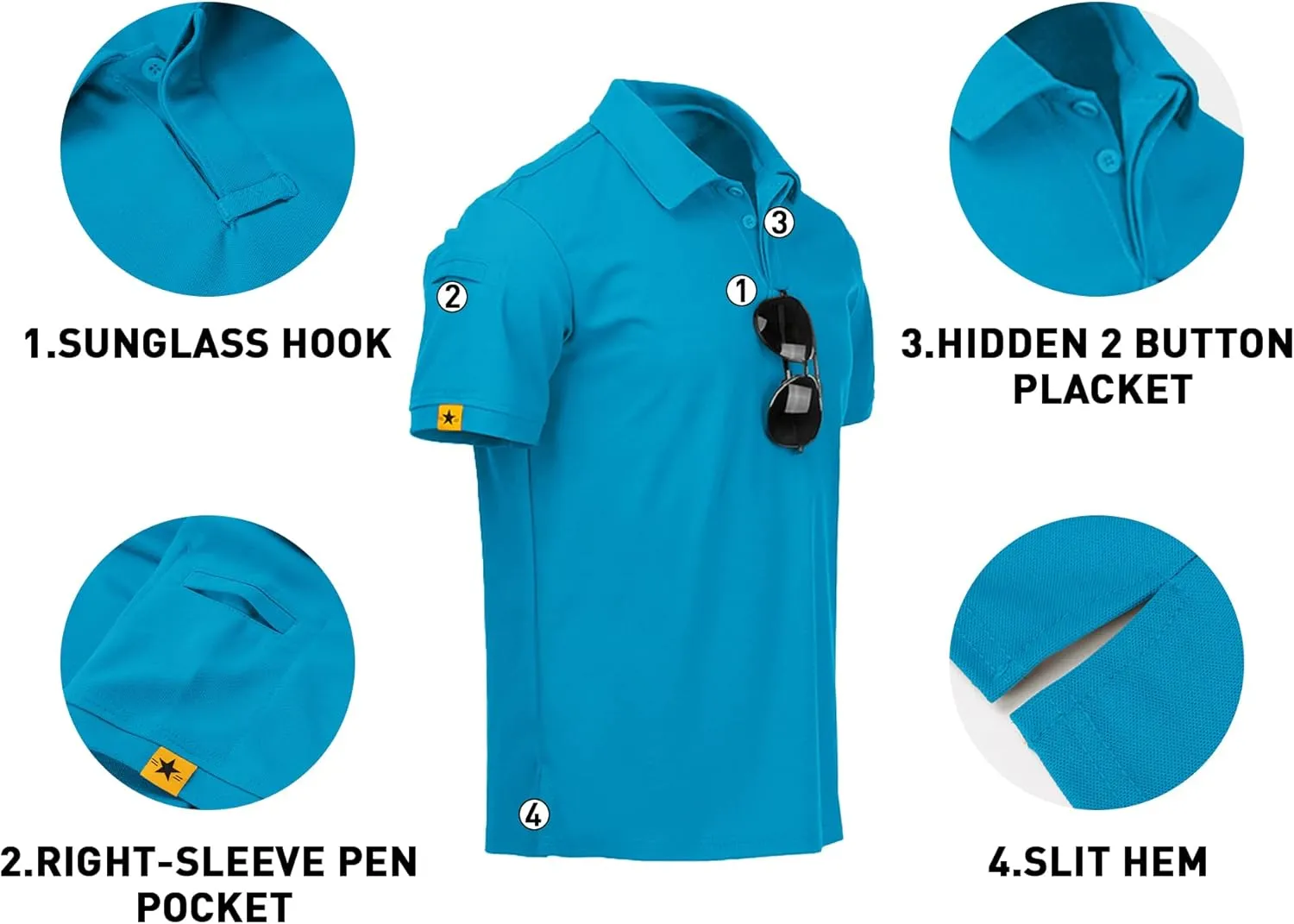 V VALANCH Mens Polo Shirts Short Sleeve Moisture Wicking Golf Polo Athletic Collared Shirt Tennis T-Shirt Tops