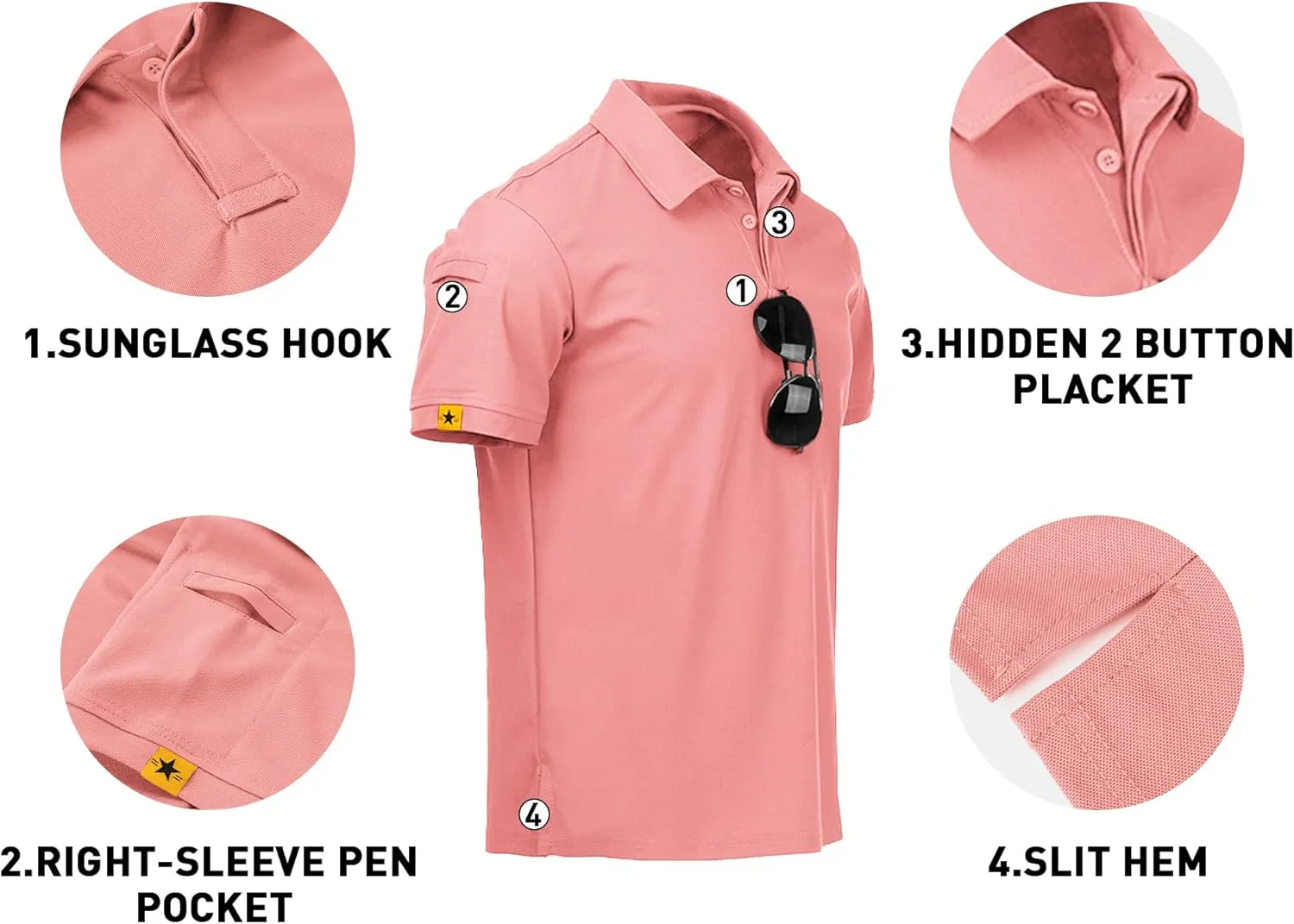 V VALANCH Mens Polo Shirts Short Sleeve Moisture Wicking Golf Polo Athletic Collared Shirt Tennis T-Shirt Tops
