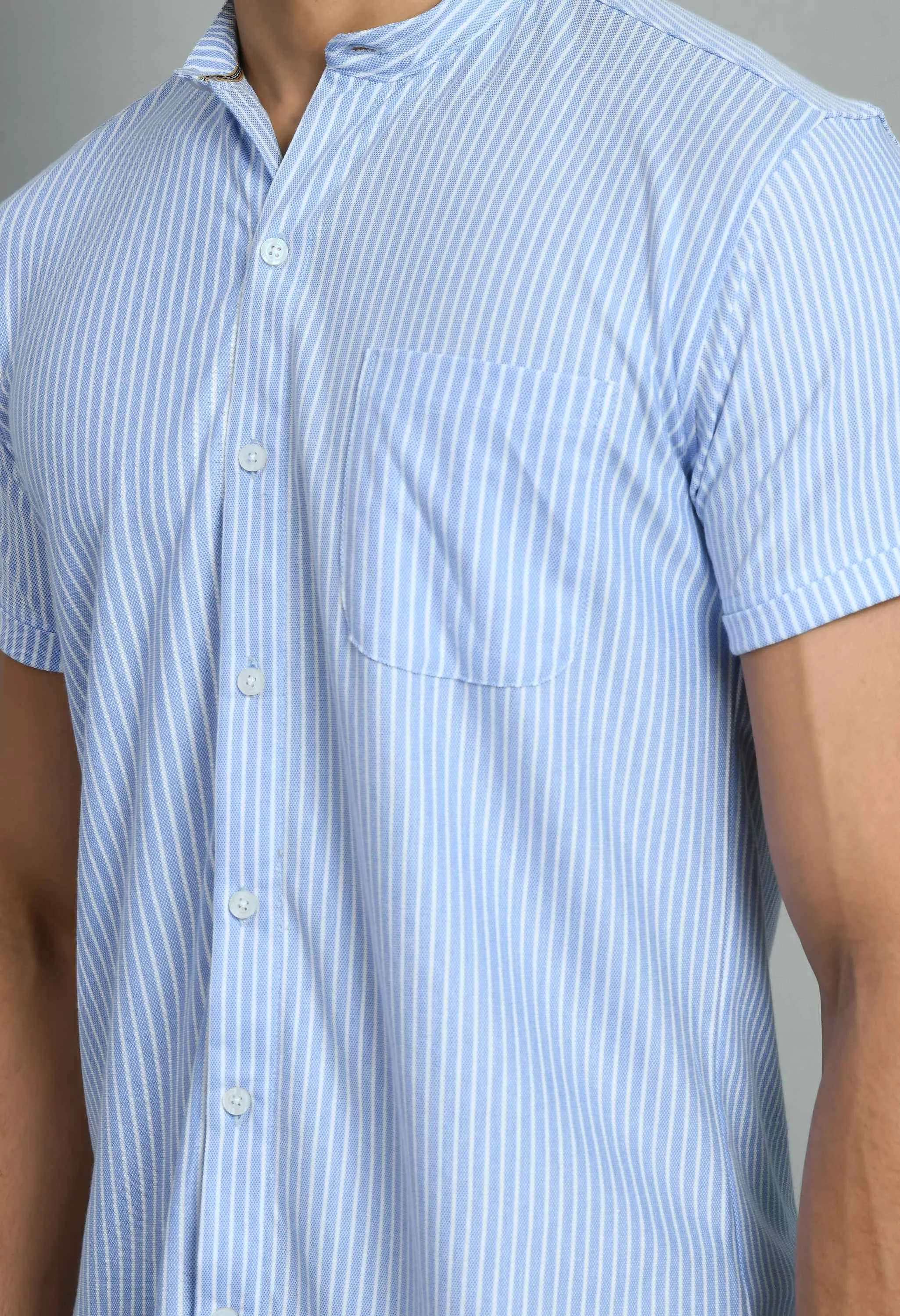 White Blue Interlock Smart Fit Shirt