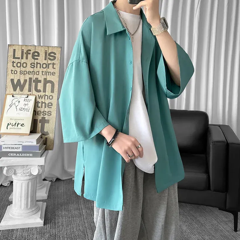WIAOFELLAS  -  Summer Men's New Casual Short Sleeve Solid Color Korean Slim Fit Polo Shirts Male Business Fashion Loose  Top Shirt L182