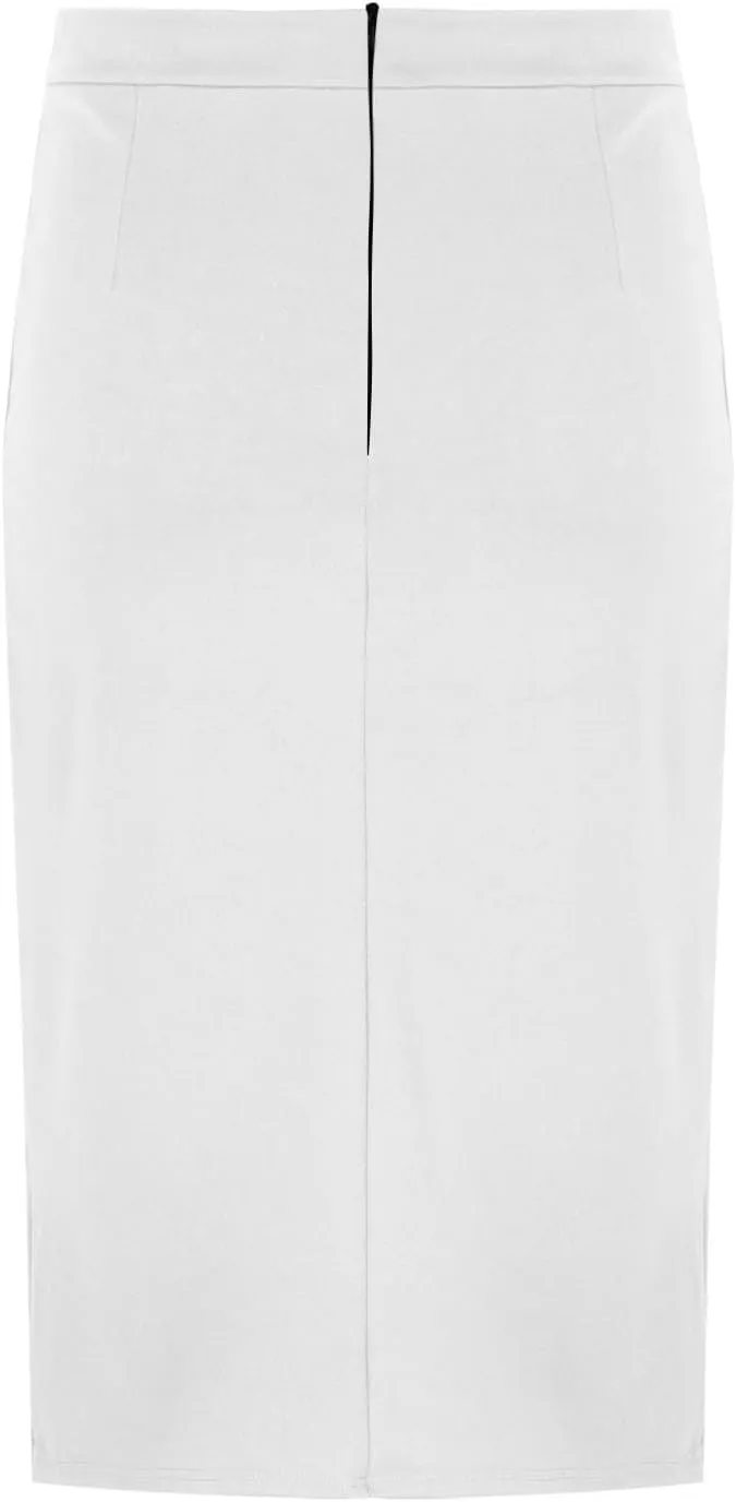 Women Business Casual Pencil Skirts Stretchy High Waist Bodycon Midi Skirt Solid Office Work Skirt with Back Slit