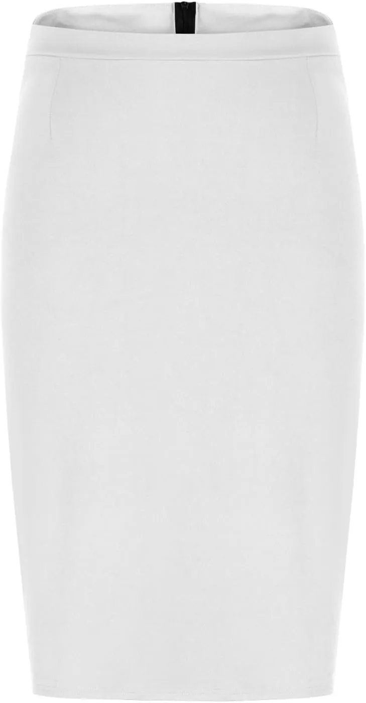 Women Business Casual Pencil Skirts Stretchy High Waist Bodycon Midi Skirt Solid Office Work Skirt with Back Slit