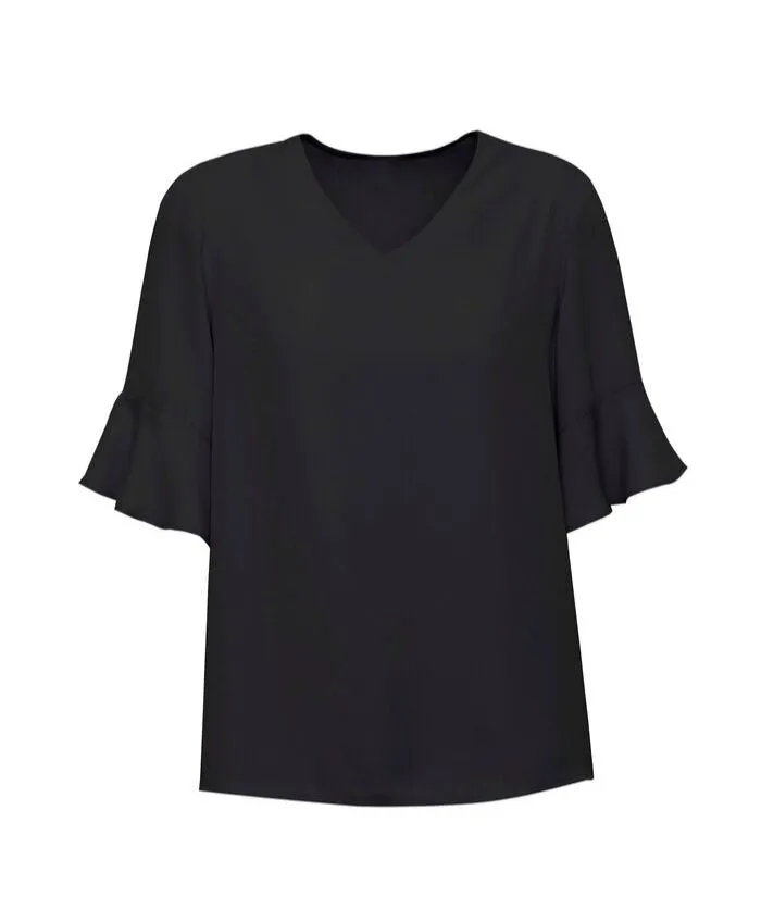 Womens Aria Fluted Sleeve Blouse