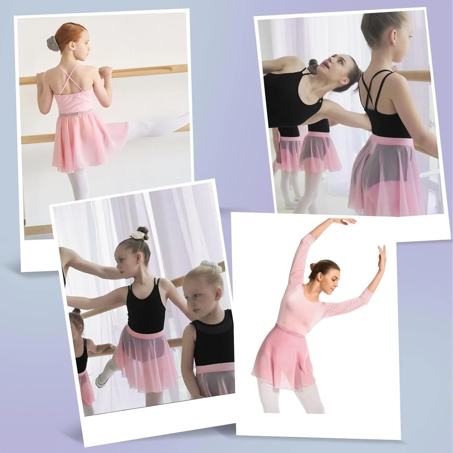 Women's Ballet Wrap Skirt Chiffon Dance Wrap Skirt with Adjustable Waist Tie Gymnastics Ballet Skirts for Women