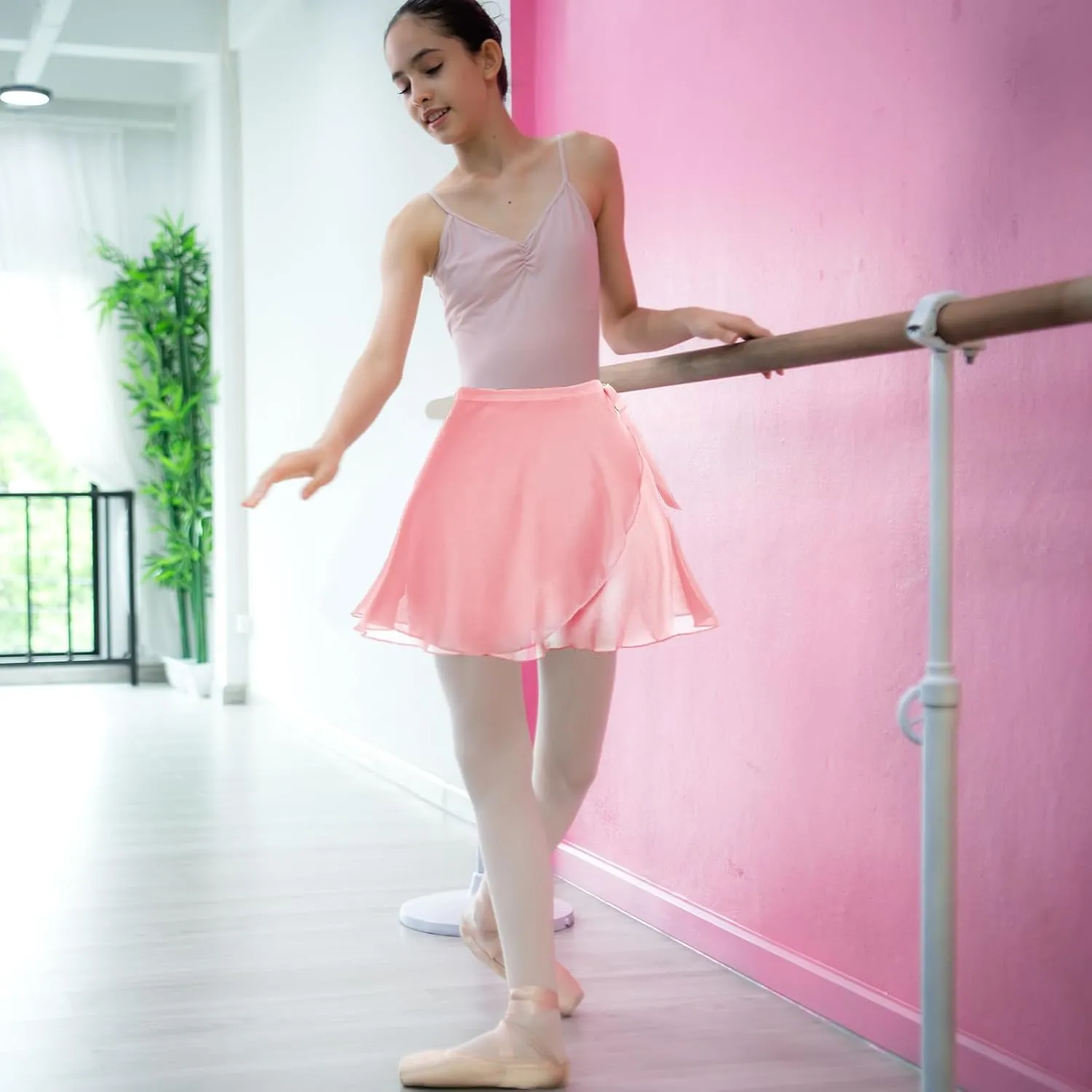 Women's Ballet Wrap Skirt Chiffon Dance Wrap Skirt with Adjustable Waist Tie Gymnastics Ballet Skirts for Women