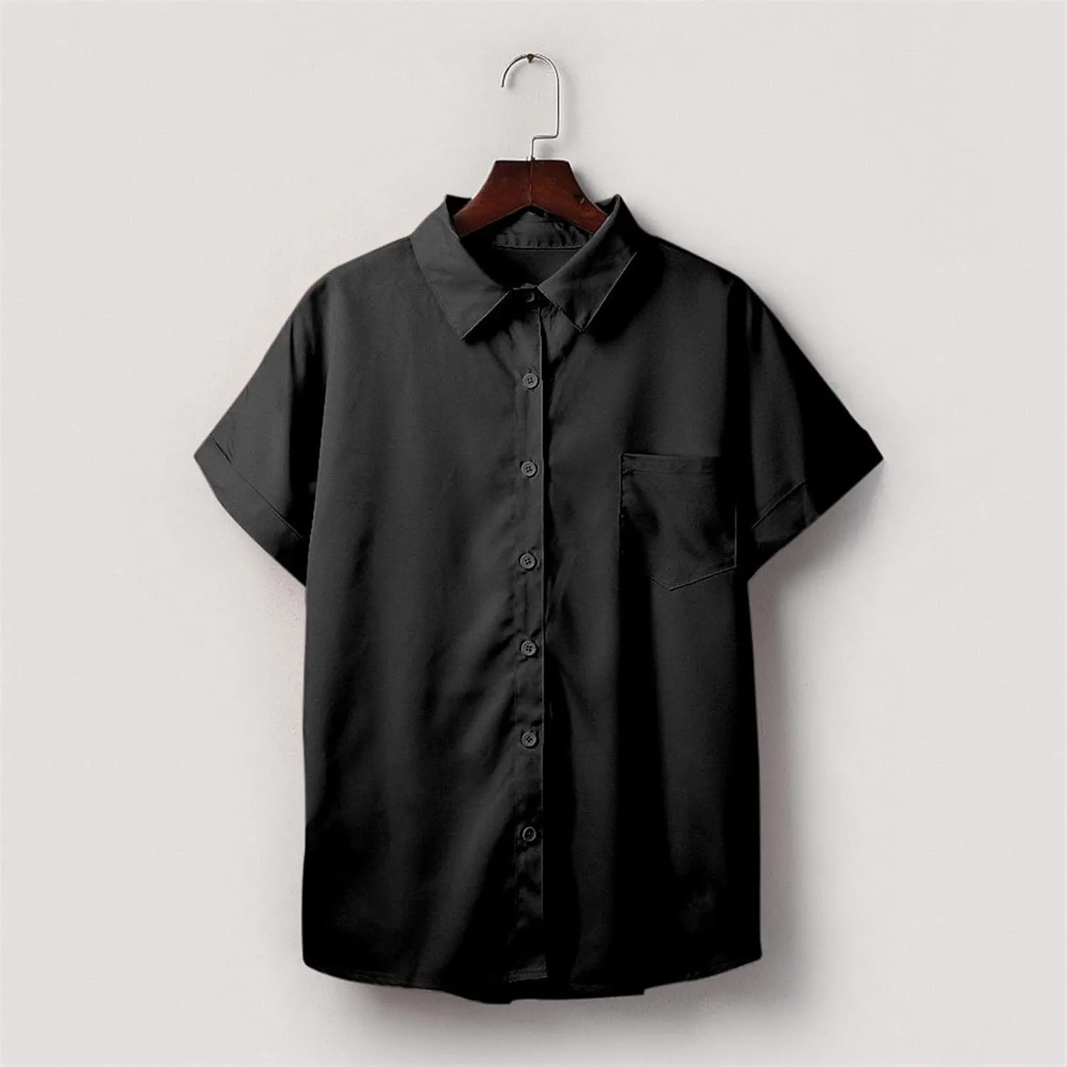 Womens Button Down Shirts Casual Cap Sleeve V Neck Shirt Business Work Blouses Slim Fit Summer Fashion Dressy Tops