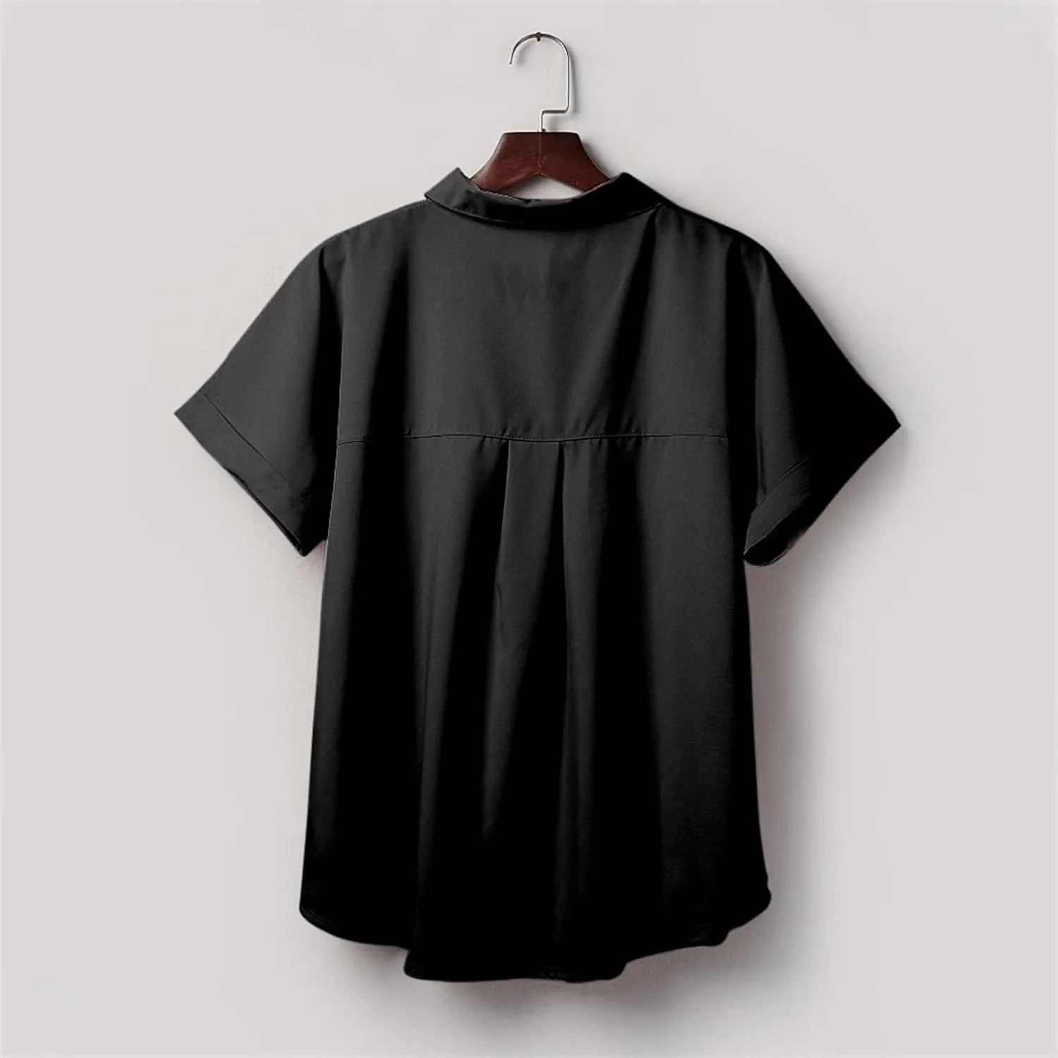 Womens Button Down Shirts Casual Cap Sleeve V Neck Shirt Business Work Blouses Slim Fit Summer Fashion Dressy Tops