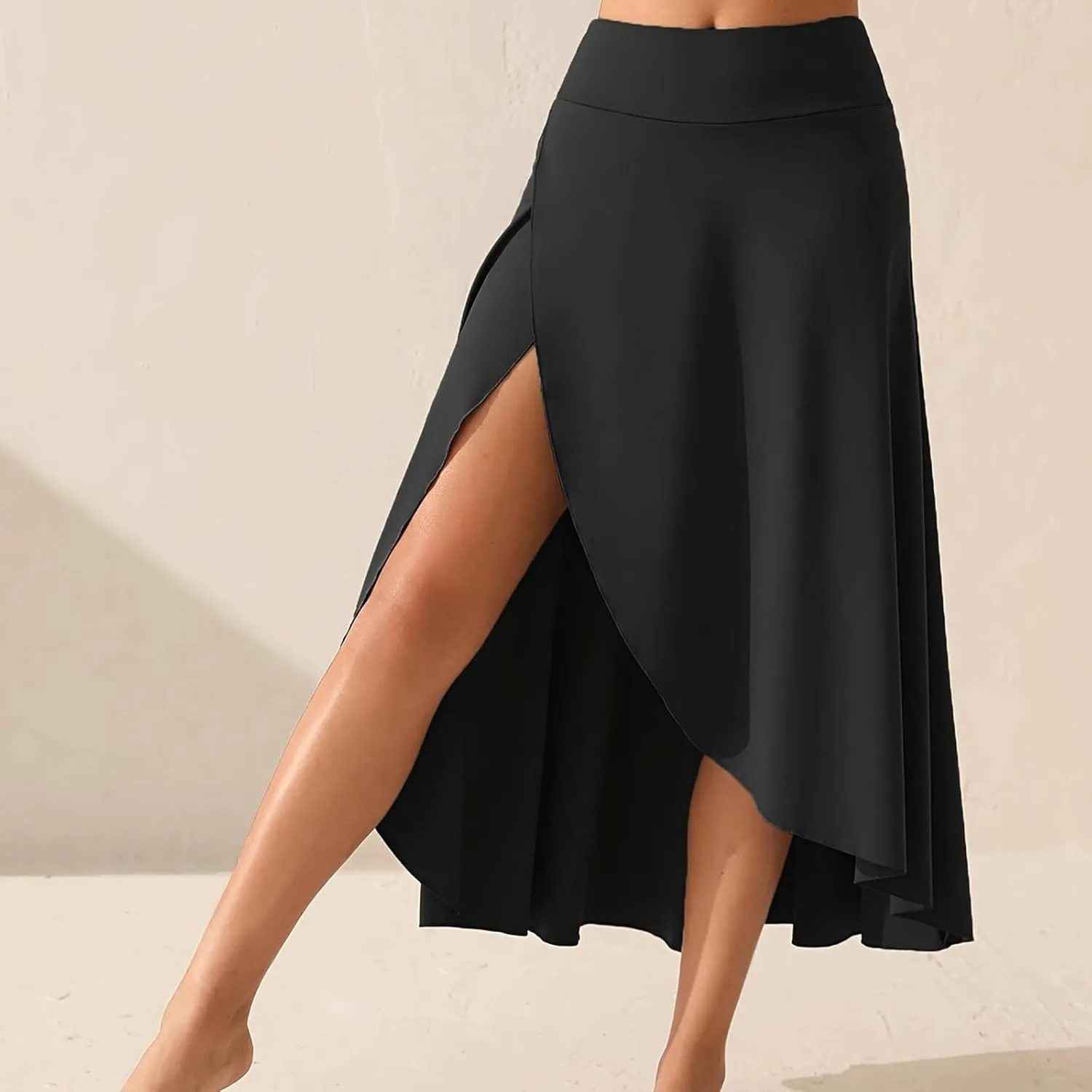 Women's Flowy Skirts Solid Color High Waist Temperament Elegant Slit Long Skirt Fashionable Slim Maxi Dresses, S-XL