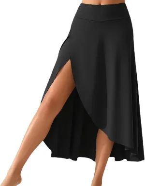 Women's Flowy Skirts Solid Color High Waist Temperament Elegant Slit Long Skirt Fashionable Slim Maxi Dresses, S-XL