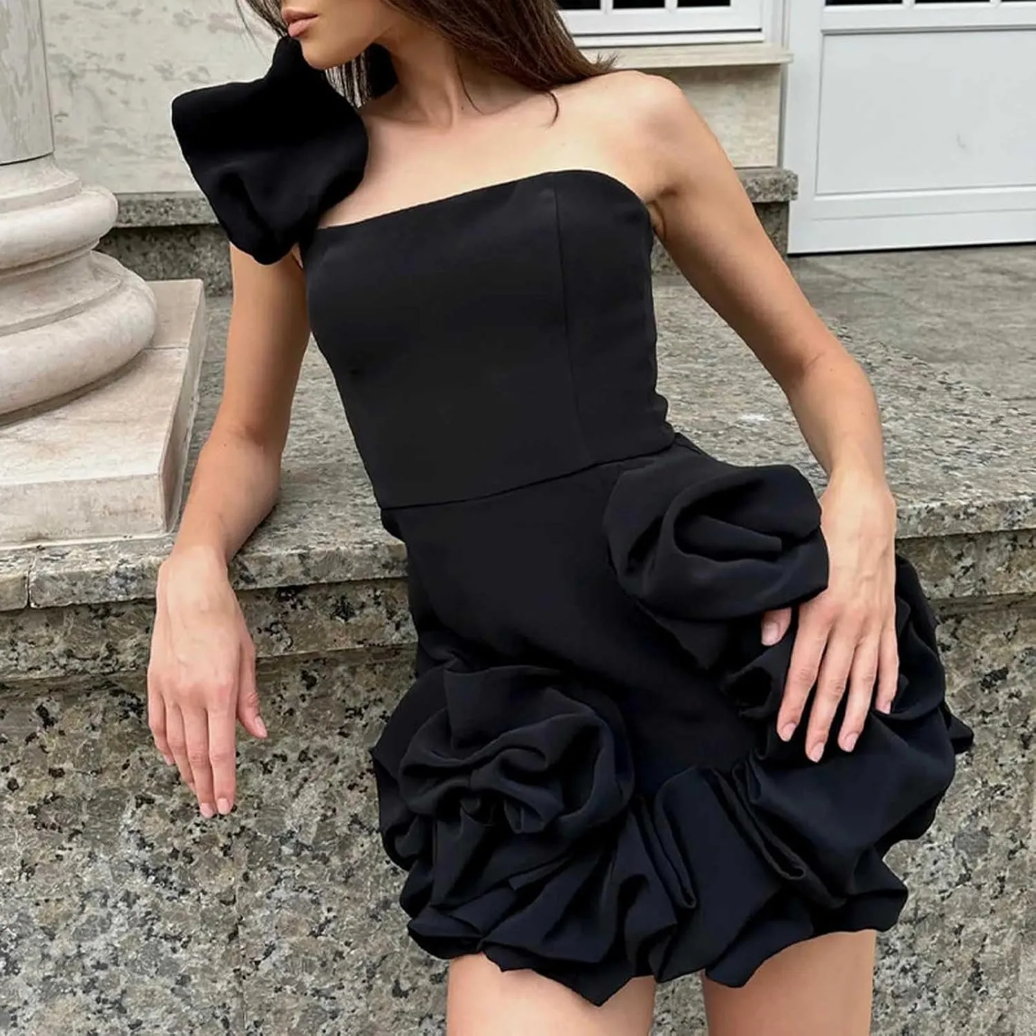 Womens Wedding Guest Dress,2025 Summer Strapless Tube Dress Boho Off Shoulder Mini Dresses Floral Bodycon Sundress
