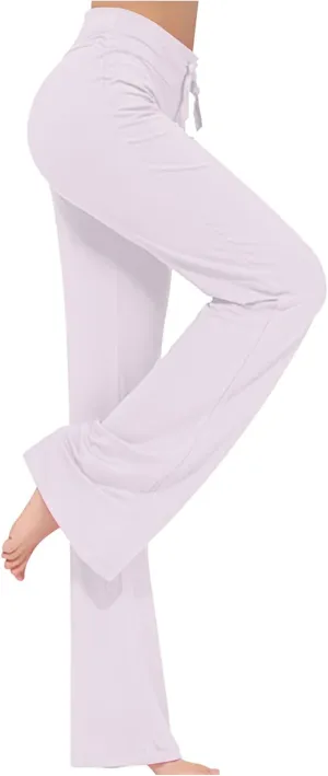 Yoga Pants Women Wide Leg Drawstring Lounge Pants High Waisted Stretchy Trousers Loose See Through Yoga Beach Pant