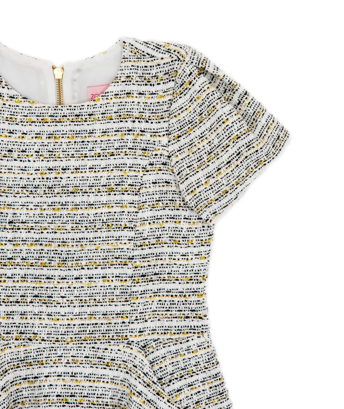 Zoe Ltd. Girls Deborah Black/White Tweed Pocket Dress
